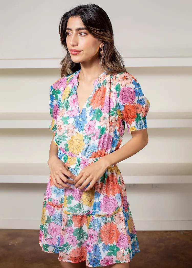 Adelyn Rae Lonnie Floral Chiffon Dress-***FINAL SALE***