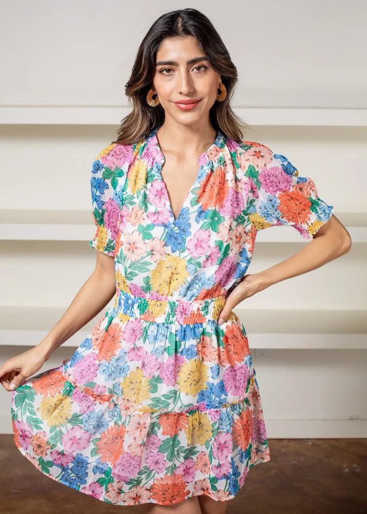 Adelyn Rae Lonnie Floral Chiffon Dress-***FINAL SALE***