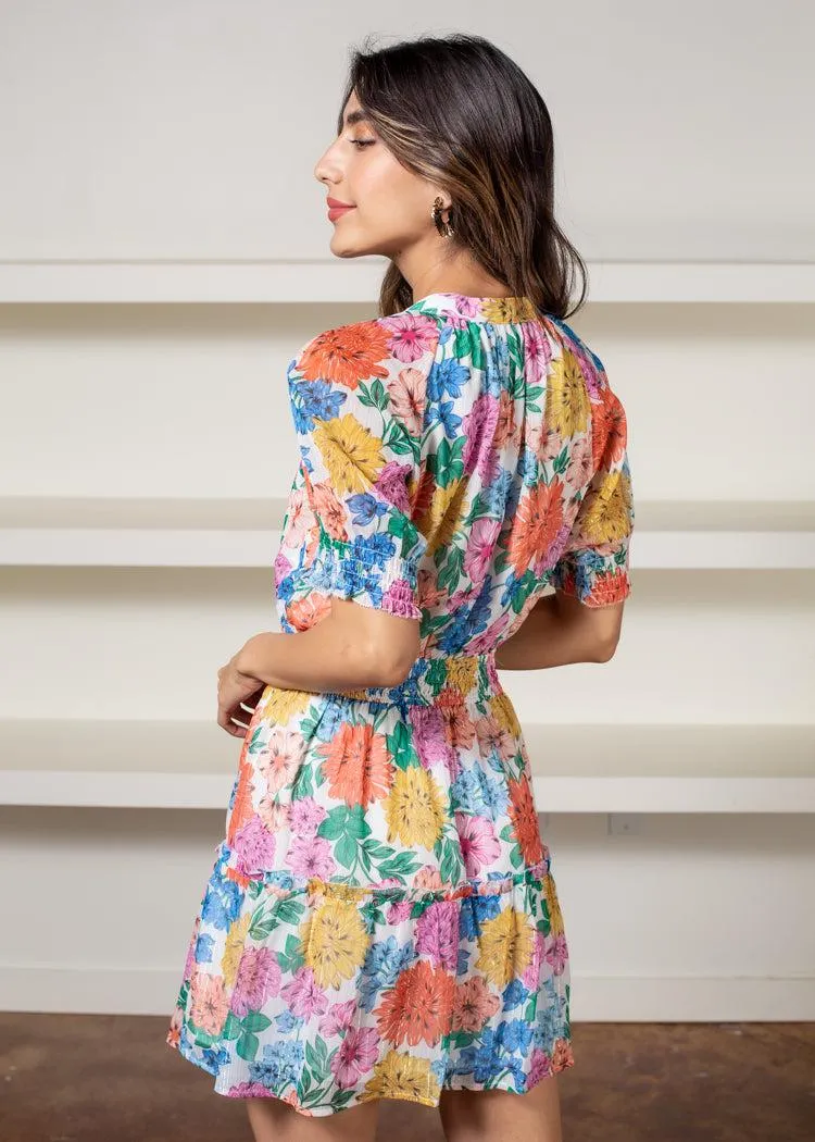 Adelyn Rae Lonnie Floral Chiffon Dress-***FINAL SALE***