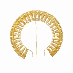 Artificial Flower Arch - 8 x 9.25 Inch | Gold Polish Flower Arch/ Deity Jewellery/ Jewellery for Deity