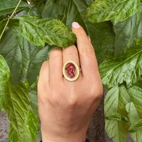 Authentic Ancient Roman Intaglio 1st-2nd Century AD on Carnelian depicting Helmeted Head of Goddess Athena