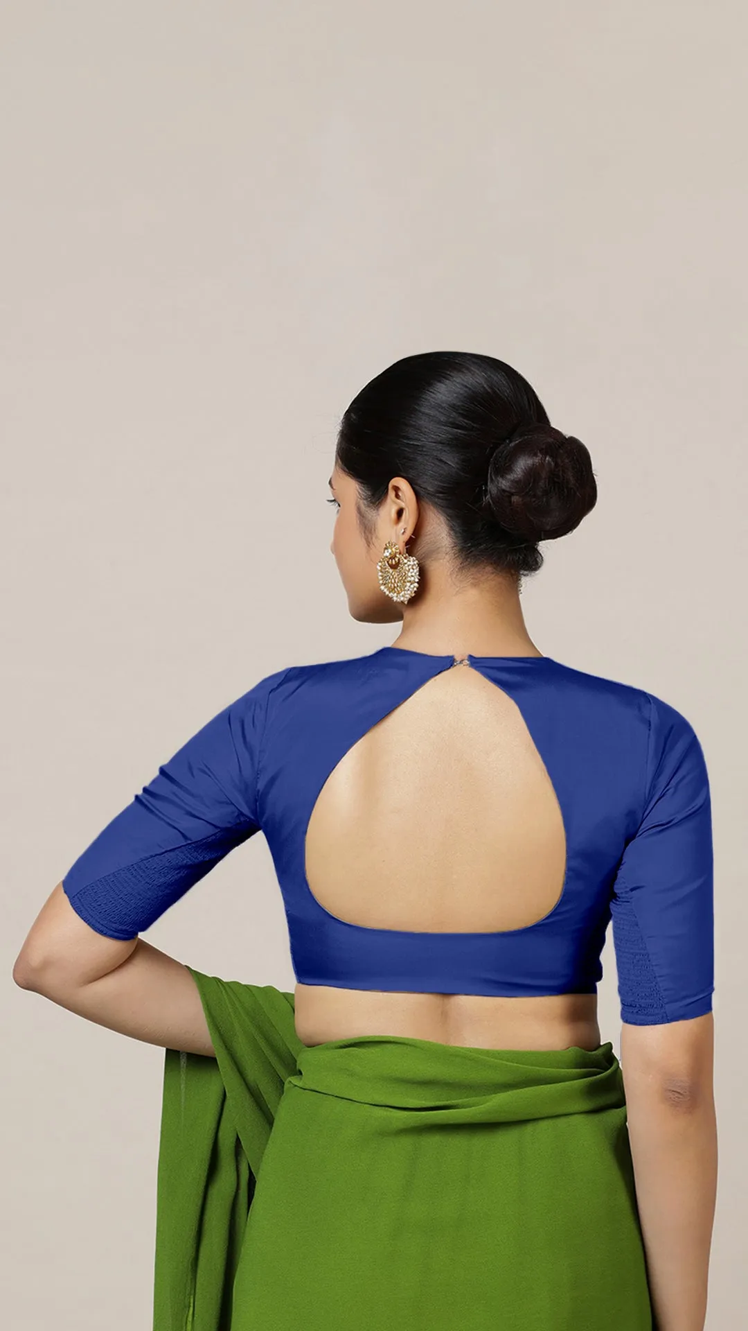 Aziza x Rozaana | Elbow Sleeves Saree Blouse in Cobalt Blue