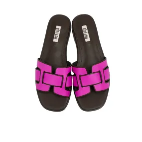 Bibi Lou Holly Fuchsia Pink Leather Flat Sandals