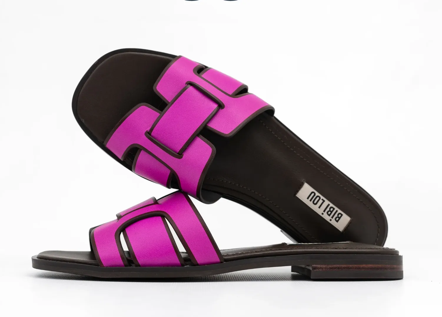 Bibi Lou Holly Fuchsia Pink Leather Flat Sandals