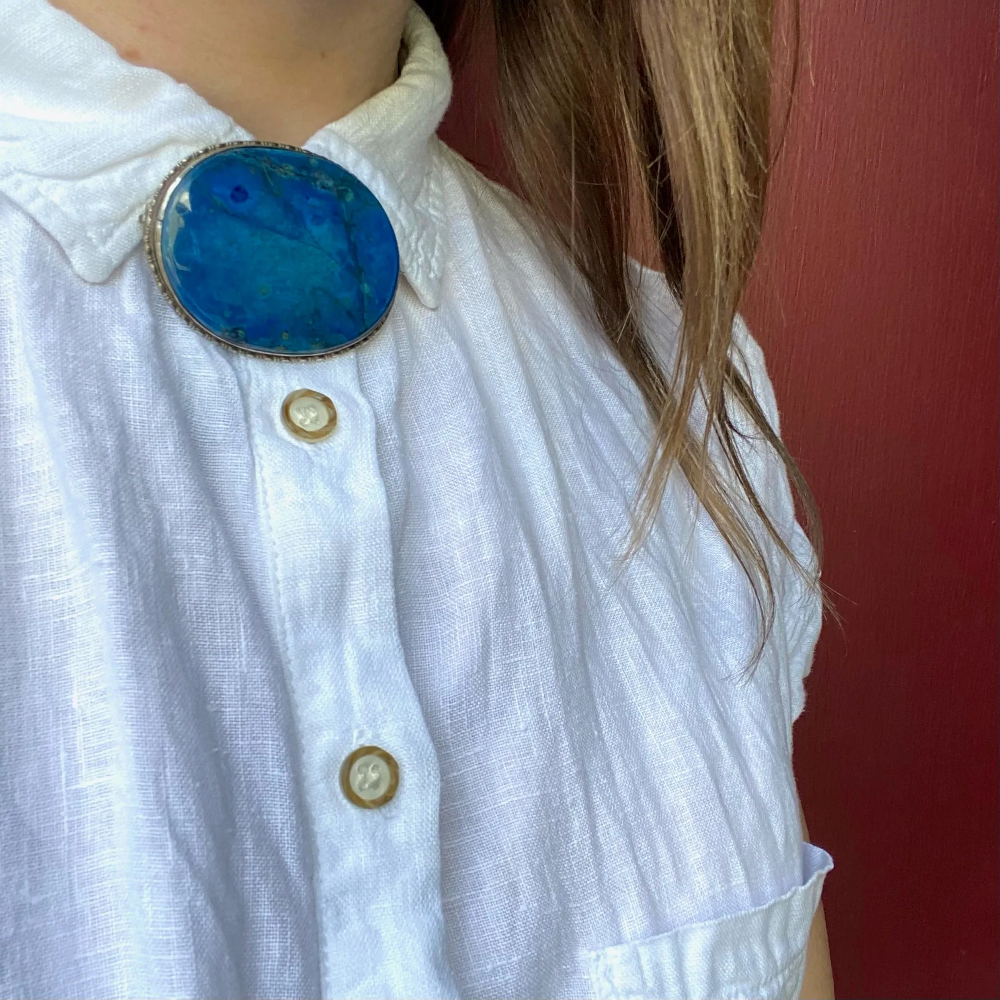 Big Bold Beautiful Blue Sodalite Brooch in Silver