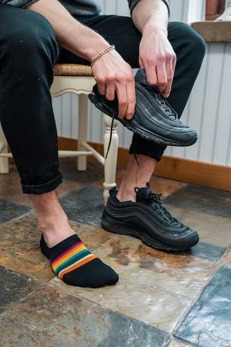 Black Bold Striped "No-Show" Bamboo Socks