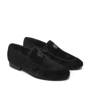 Black Velvet Metal Lion Men Slip On By Brune & Bareskin