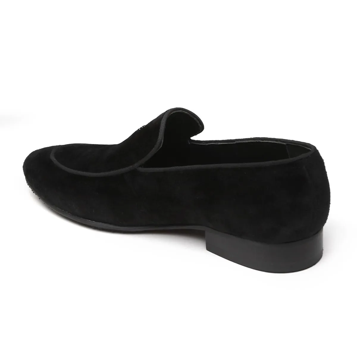 Black Velvet Metal Lion Men Slip On By Brune & Bareskin