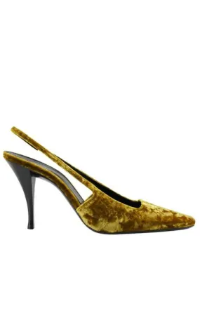 Blade 90 Velvet Slingback Pumps in Mustered