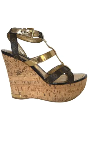 Brown Monogram Multicolor Wedge