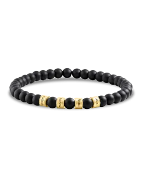 Dad's Legacy Beads Bracelet w/ Black Onyx Stones - 18K Gold Vermeil