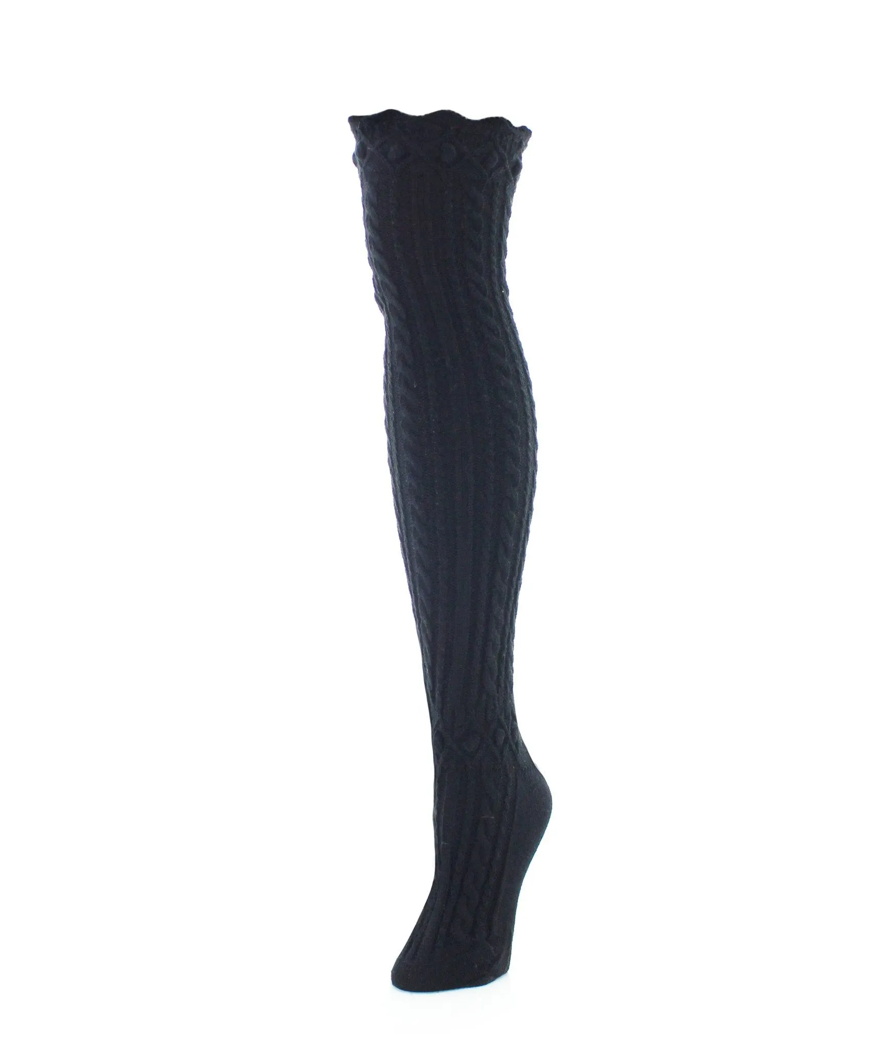 Dotty Diamond Chunky Knit Over-The-Knee Warm Socks