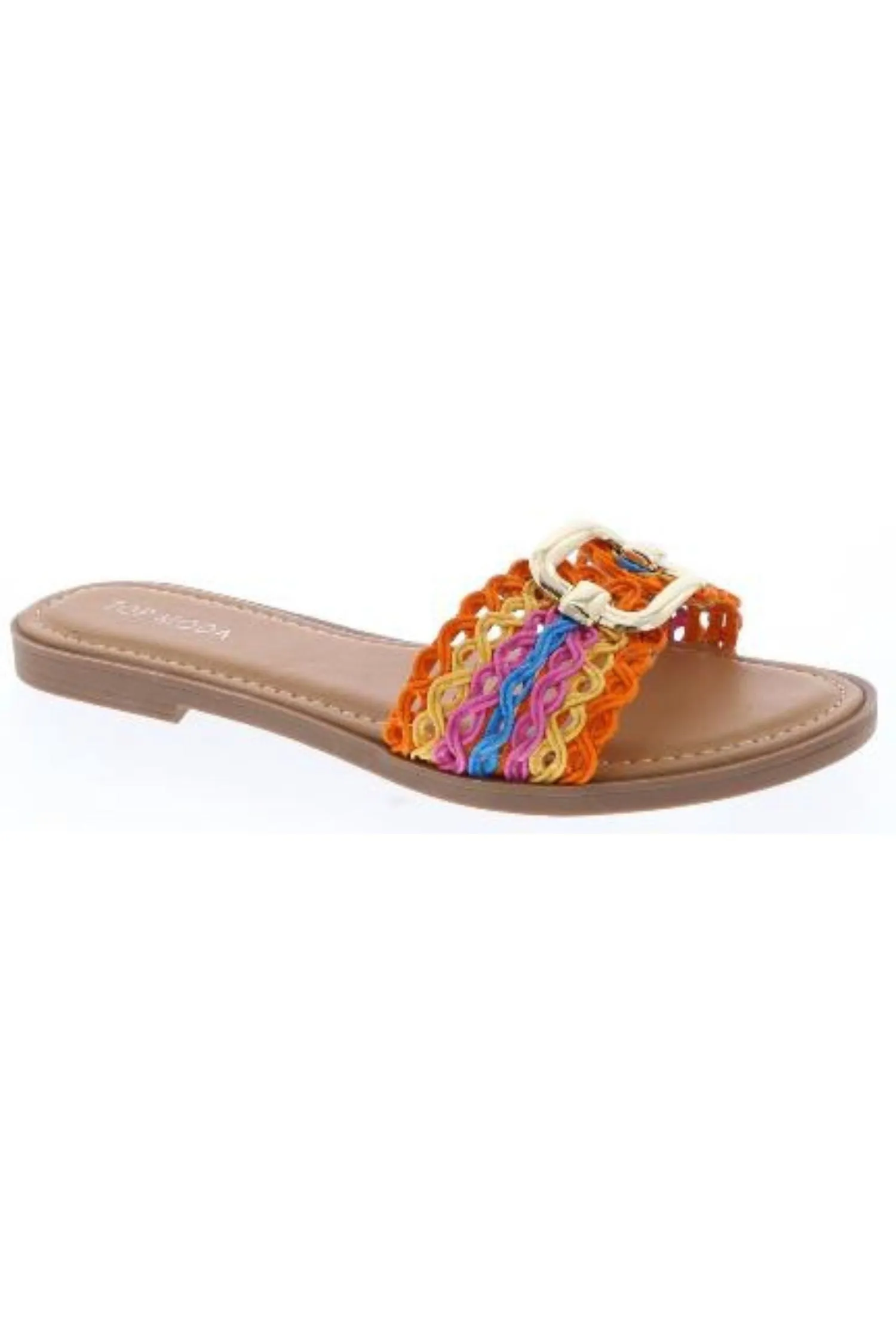 GRAND-20 Multicolored Striped Woven Crochet Vamp