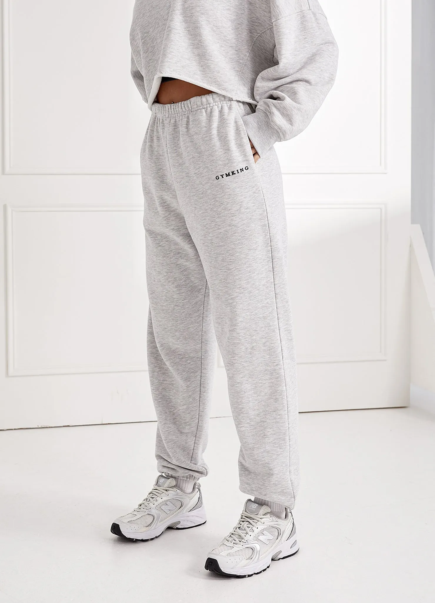 Gym King Move Your Way Crop Sweatshirt & Jogger  - Snow Marl