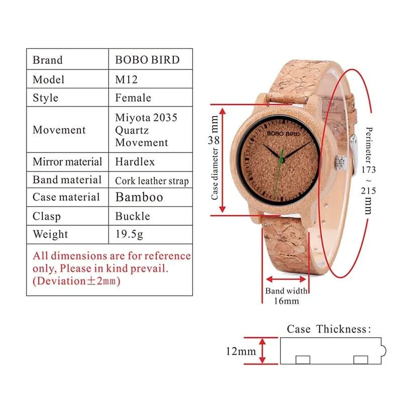 Handmade Cork Bamboo Watch - Eco-Friendly Quartz Timepiece