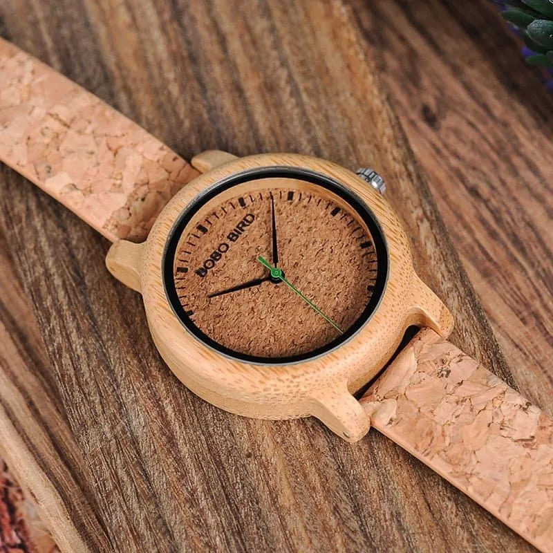 Handmade Cork Bamboo Watch - Eco-Friendly Quartz Timepiece