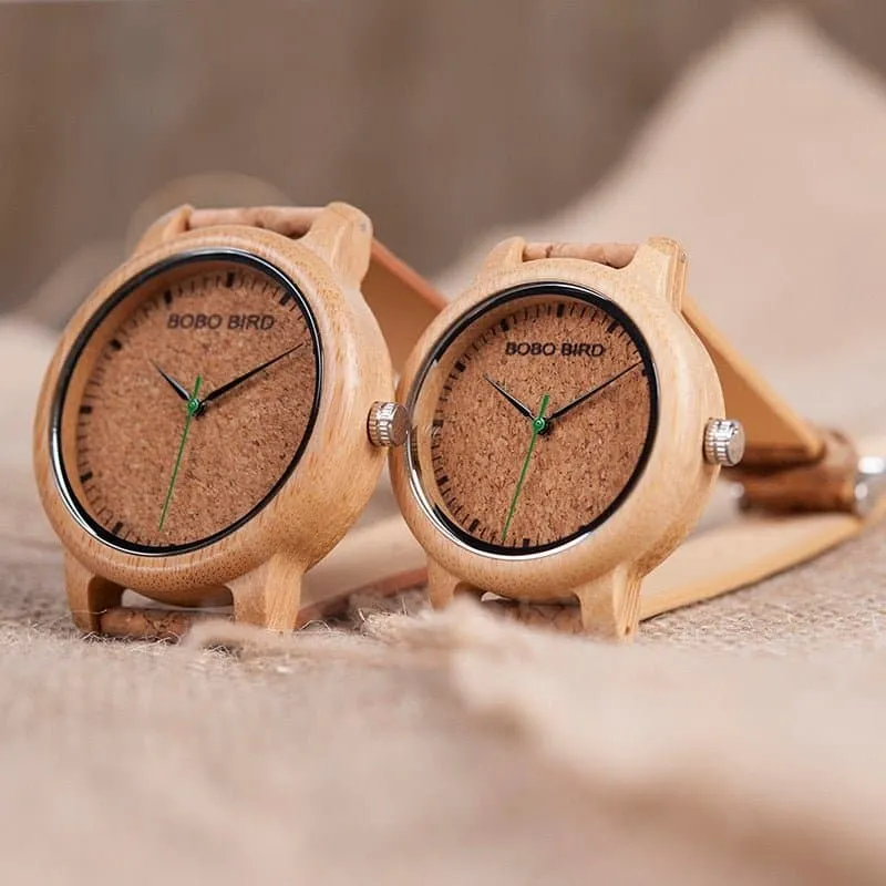 Handmade Cork Bamboo Watch - Eco-Friendly Quartz Timepiece