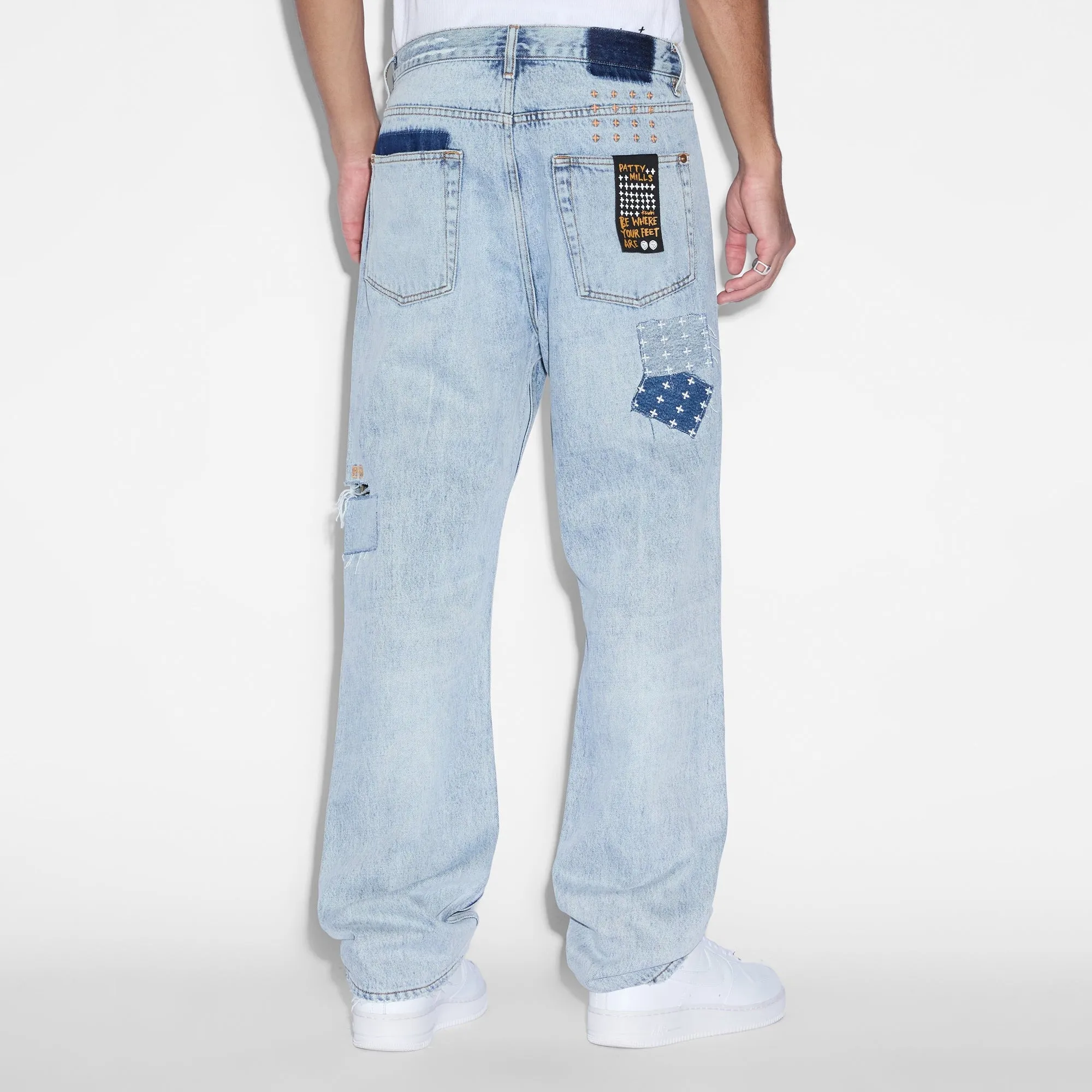 Ksubi Mens Anti K Mills Repair Denim Pants