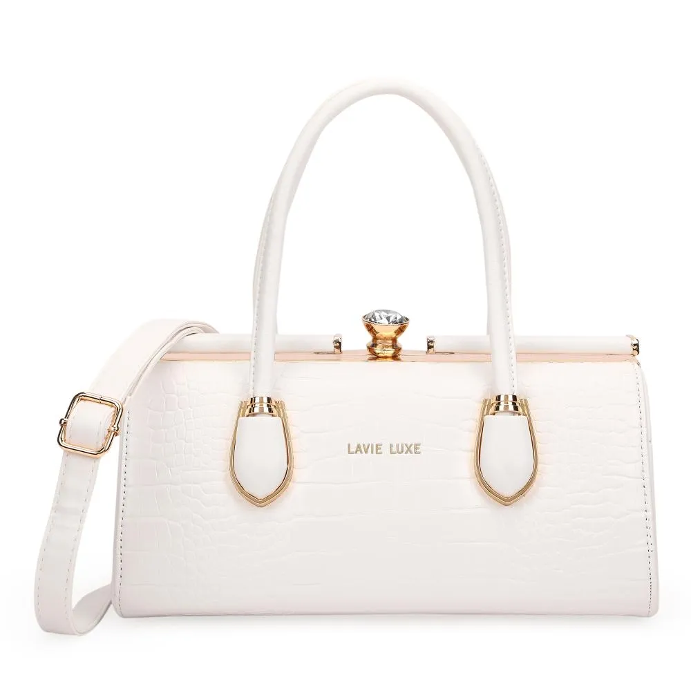 Lavie Luxe White Medium Women's Dazzle Frame Satchel Bag