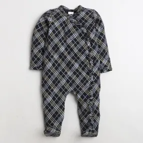 Polka Tots Footsie Romper With mittens  Checkered - Black