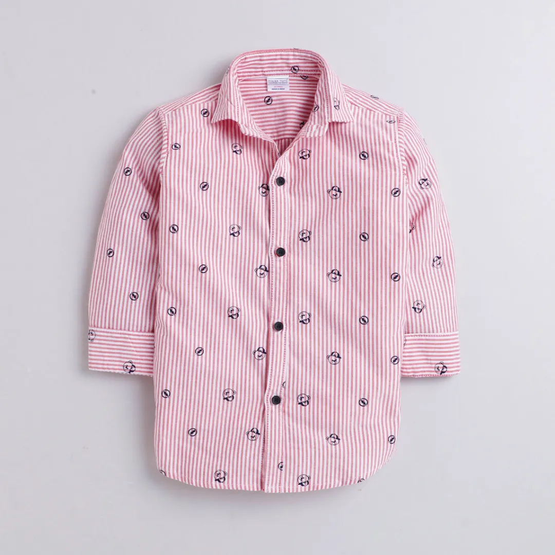 Polka Tots F/S Bear with Cap Print Tshirt shirt - Pink