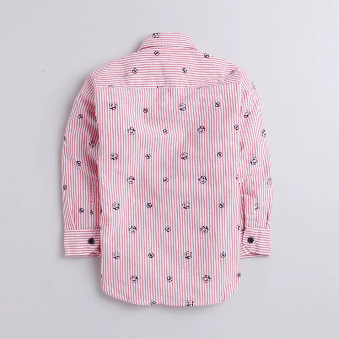 Polka Tots F/S Bear with Cap Print Tshirt shirt - Pink