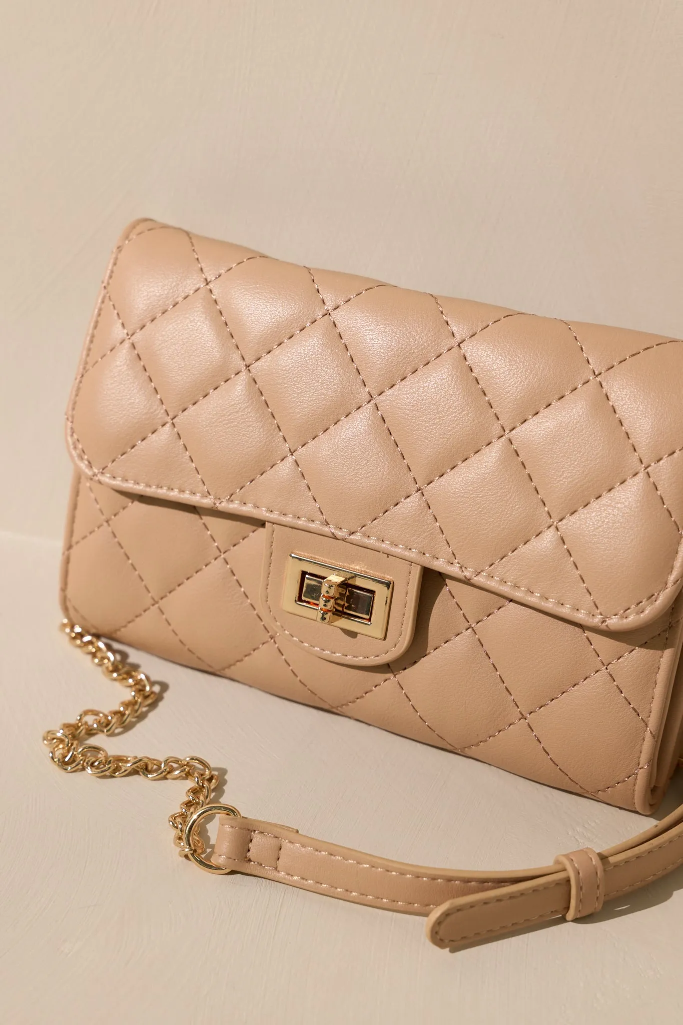 Refined Grace Beige Quilted Handbag