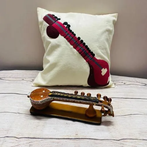 Sitar musical pillow-colorful Music notes-music room