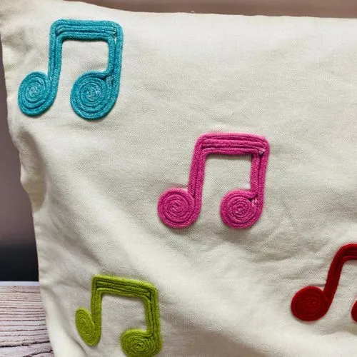 Sitar musical pillow-colorful Music notes-music room