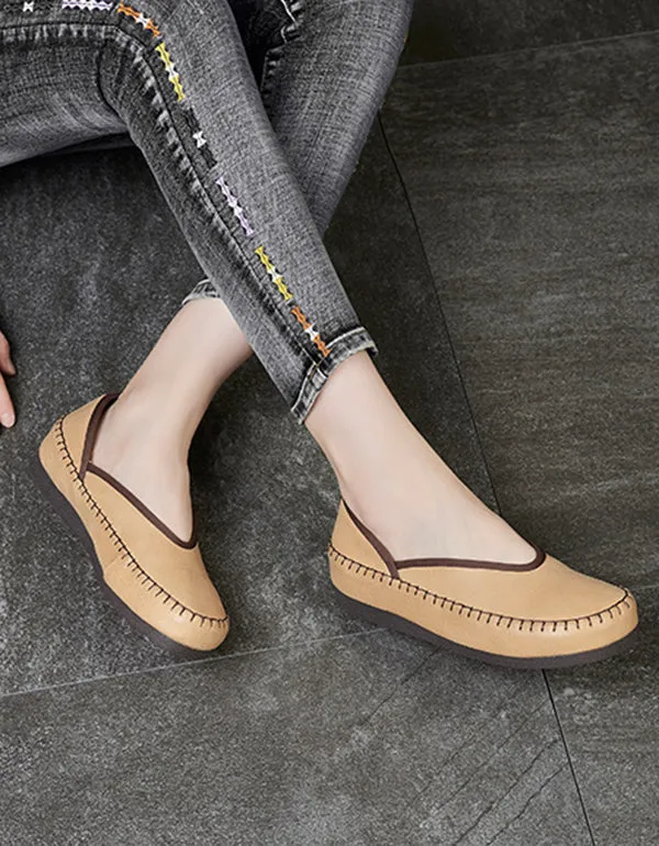 Spring Summer Retro Leather Flats Loafers