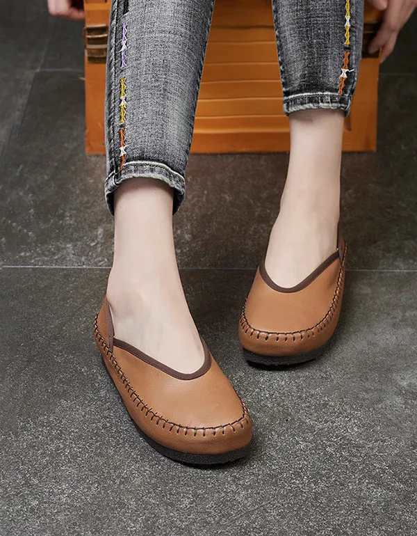 Spring Summer Retro Leather Flats Loafers